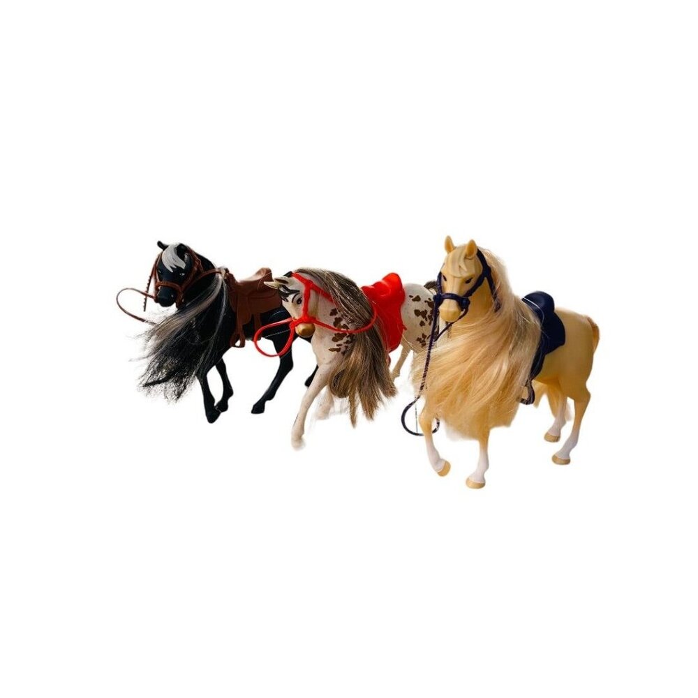 Set of 3 Play Toy Horses Saddles 6.5" Figurines 2018 Just Play